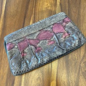 Vintage snakeskin and leather clutch bag
